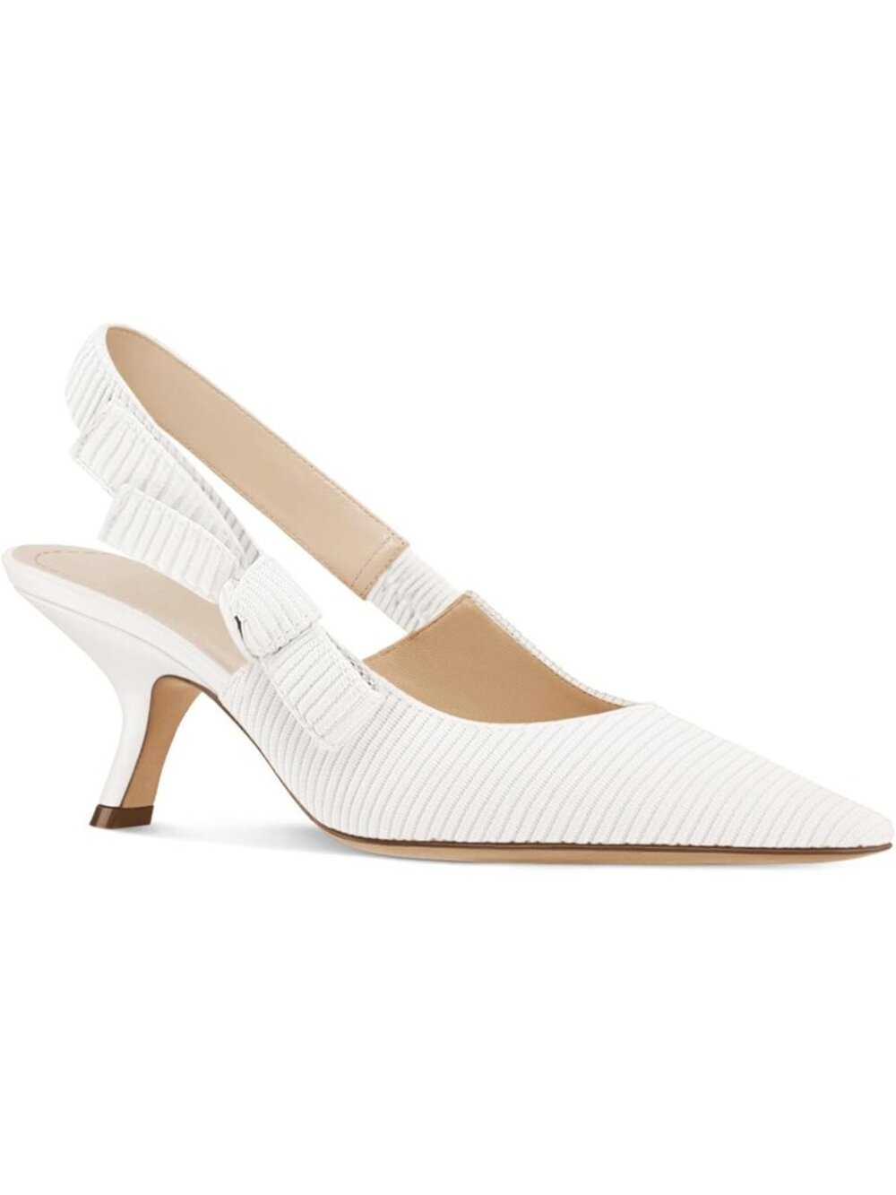 Women's White  Slingback Kitten Heels Closed Pointed Toe Pumps Dress Shoes
